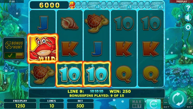 Cash & Crab Bonus Hunt - Wild with a multiplier in the free spins