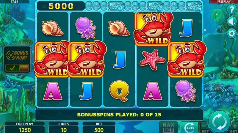 Cash & Crab Bonus Hunt - free spins round screen